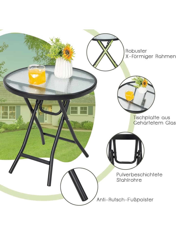 COSTWAY Beistelltisch klappbar 46x46x47cm in Transparent günstig kaufen onesize