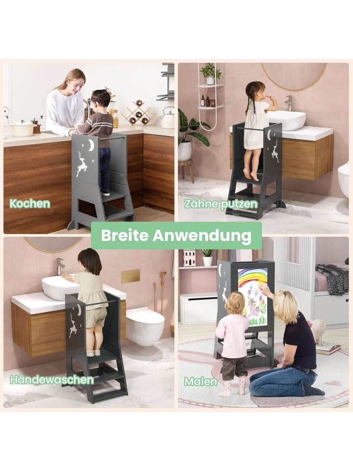 COSTWAY 2 in 1 Tritthocker 1-7 Jahre in Grau günstig kaufen onesize