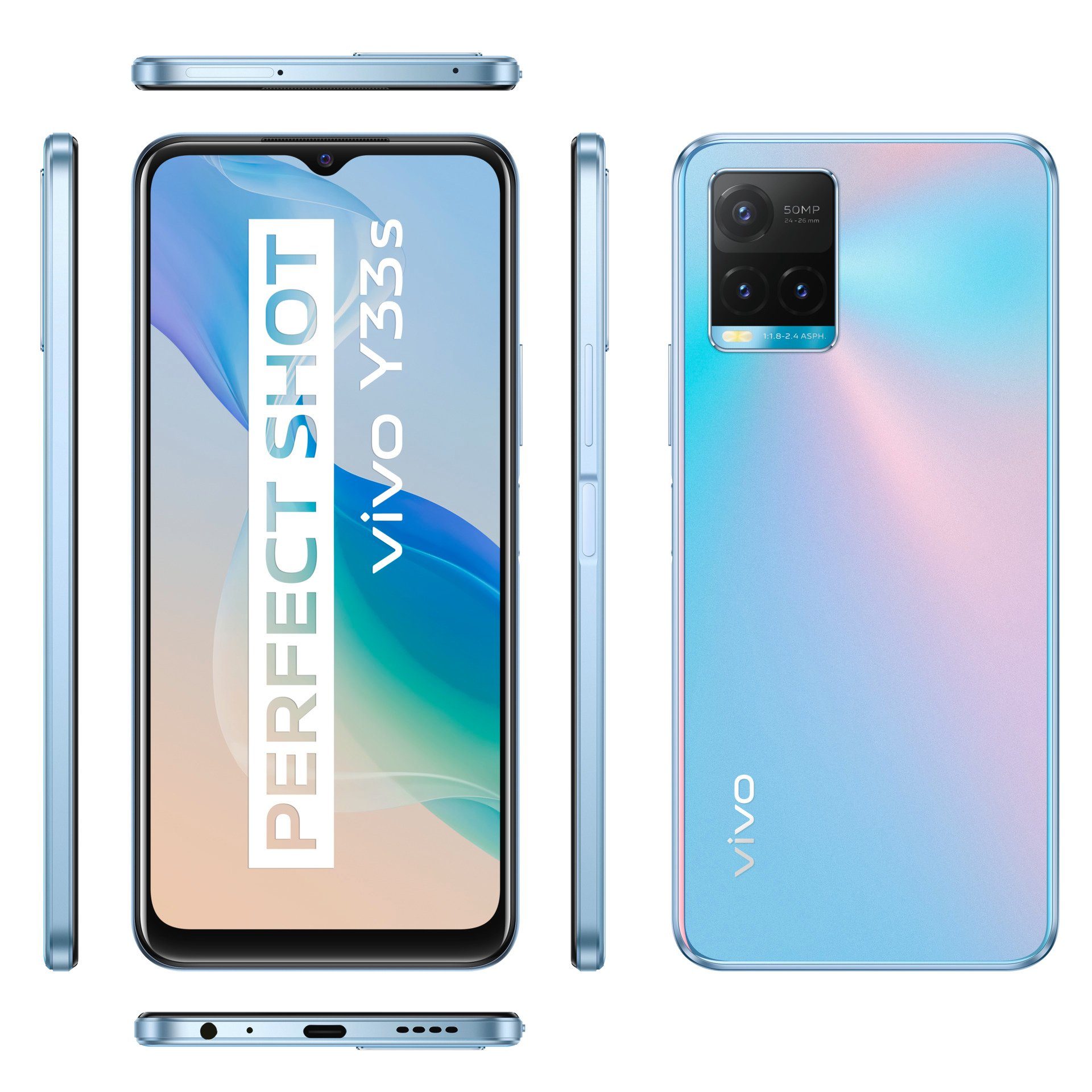 Vivo Y33s Smartphone (16,73 cm/6,59 Zoll, 128 GB Speicherplatz, 50 MP Kamera)
