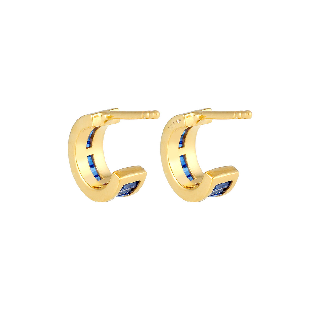 Elli PREMIUM Elli PREMIUM Boucles d'Oreilles Créoles élégantes avec saphirs en 925/1000 argent Boucles d'oreilles