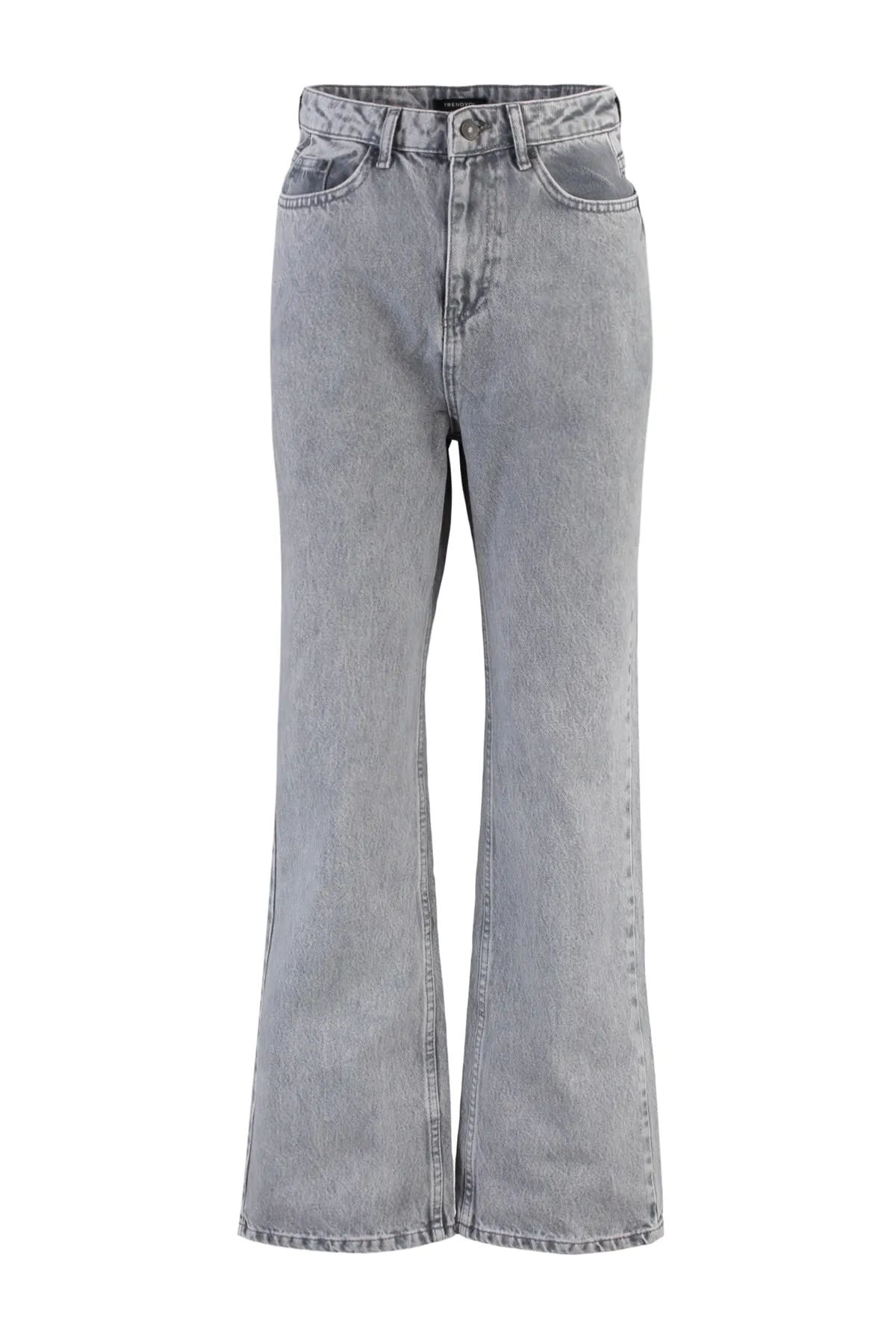 Trendyol Collection  Graue, lange, gerade Jeans mit hoher Taille TWOAW22JE0248
