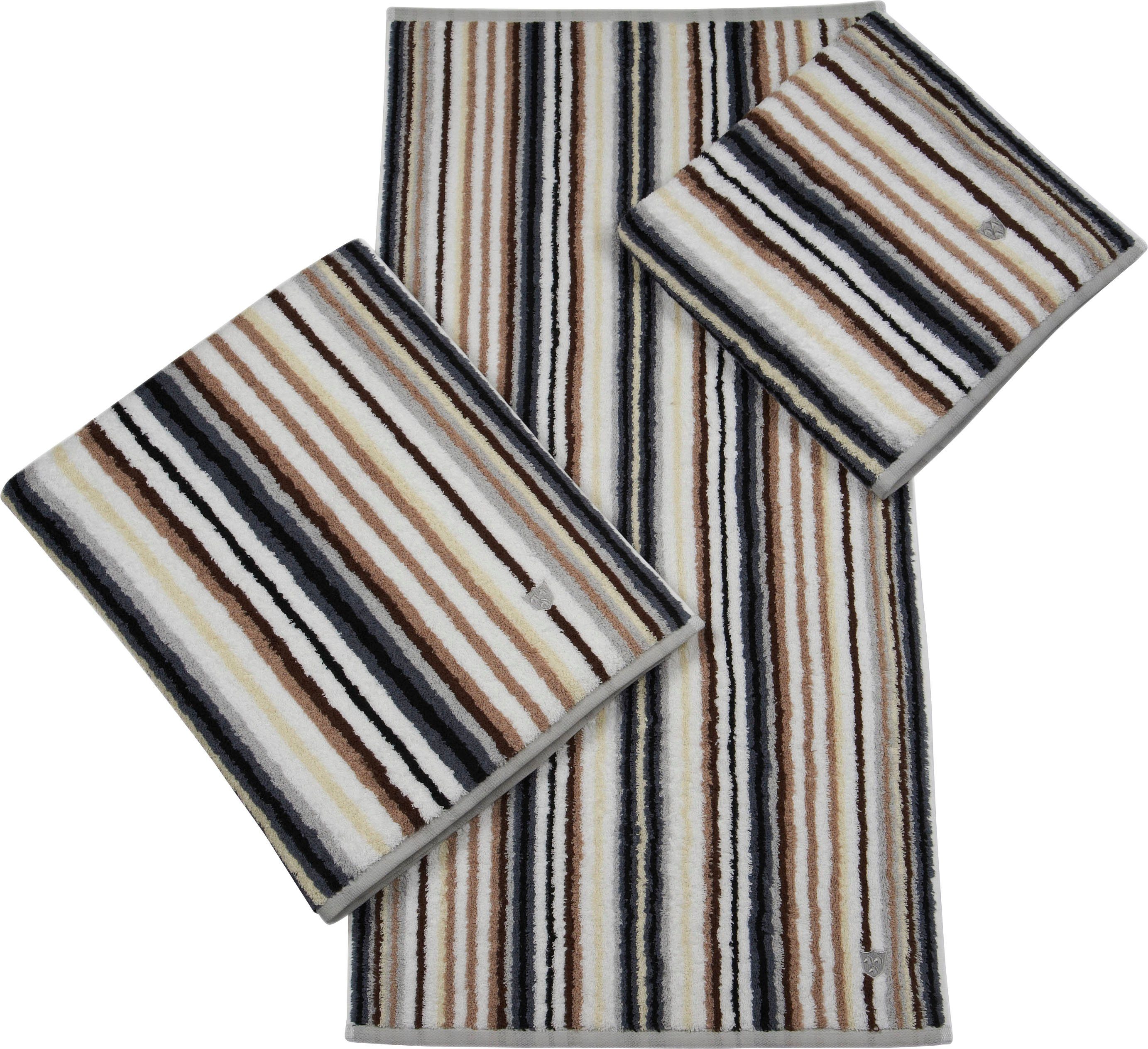 ROSS Duschtuch Vita, Frottier (1-St), mit Streifen und gesticktem ROSS-Emblem