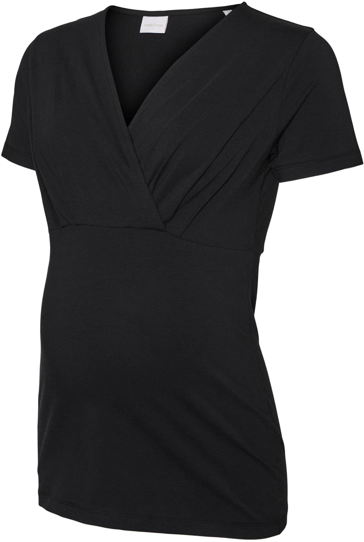Mamalicious Umstandsshirt MLMIA TESS AOP SS JRS TOP 2F 2-P E. A. (Packung, 2-tlg) in Uni schwarz und bedruckt