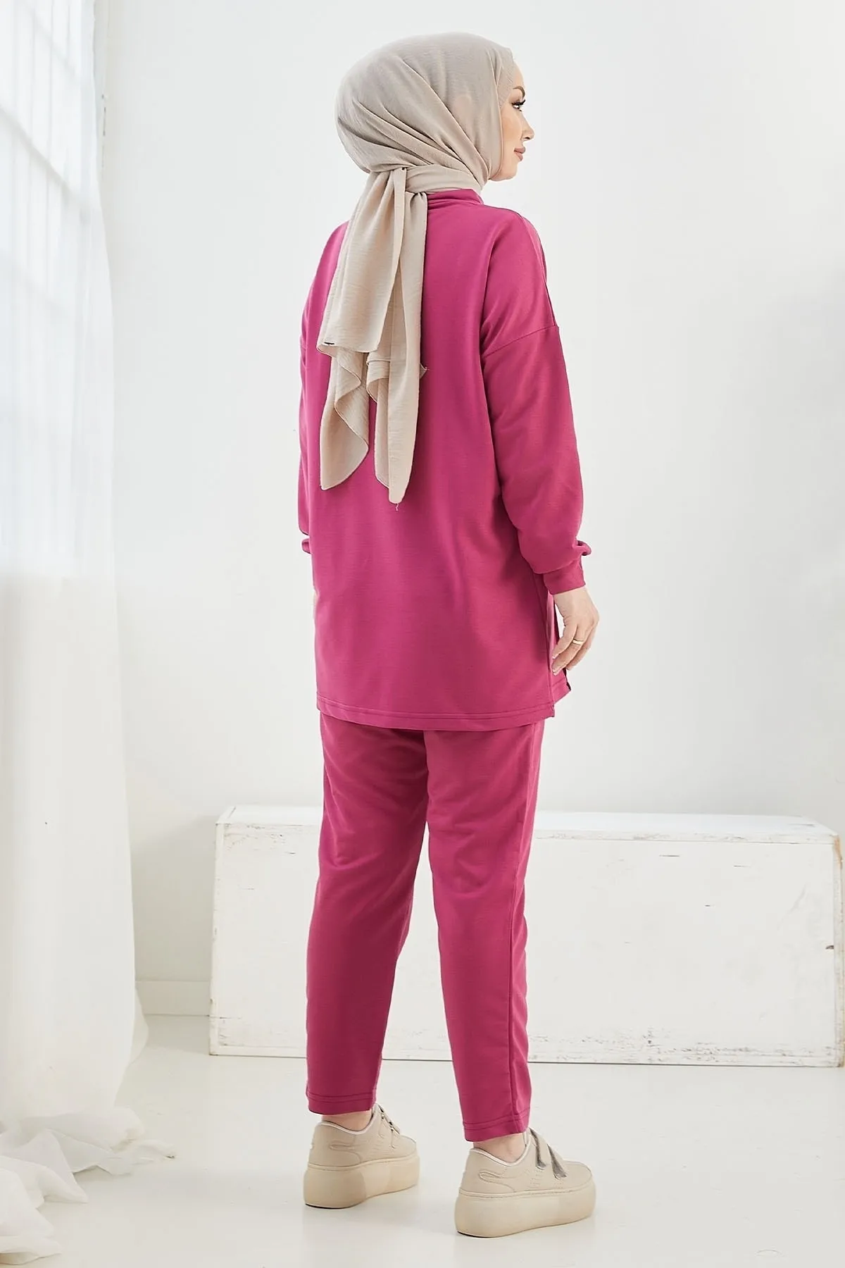 InStyle  Alsela Zweiteiliger Anzug mit Paspelierung – Fuchsia