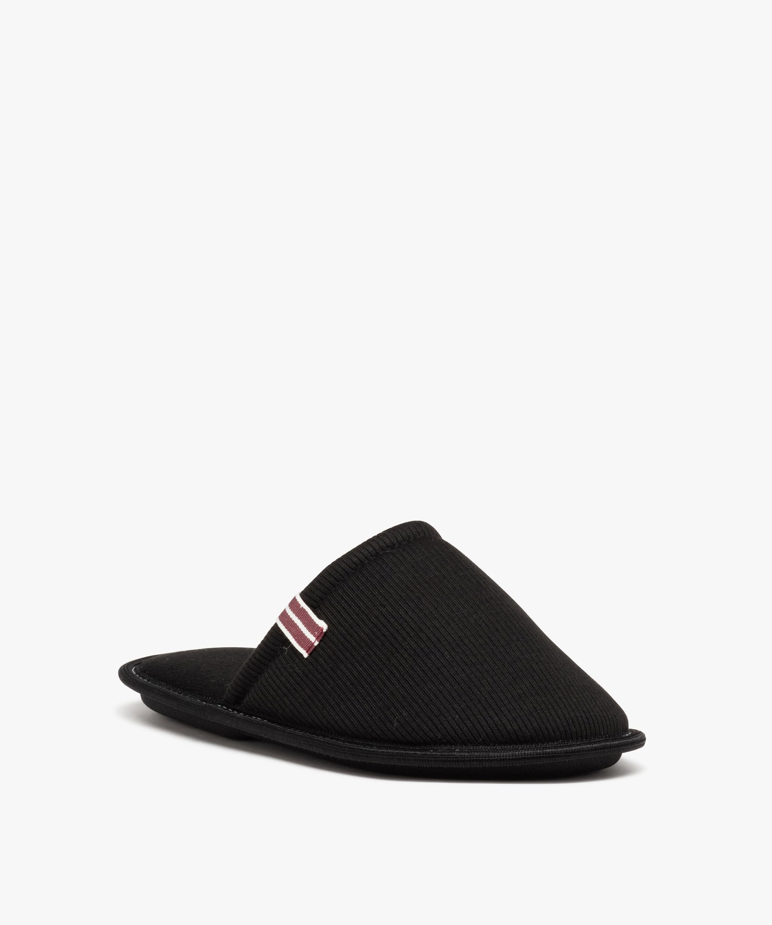 Chaussons homme mules confort unies en tissu ctelé noir | GEMO
