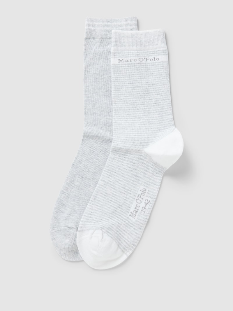 Socken mit Label-Detail im 2er-Pack Modell 'MARTHA' in hellgrau meliert
