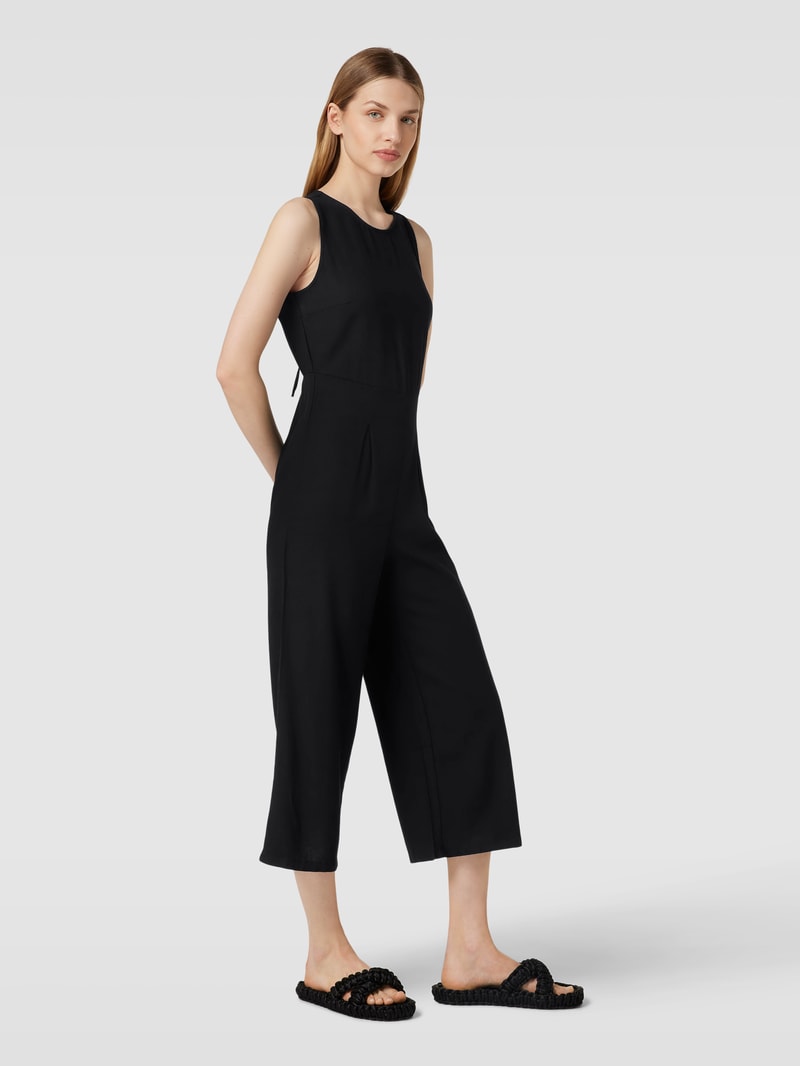 Jumpsuit aus Viskose-Leinen-Mix mit Kellerfalten Modell 'MILO' in schwarz