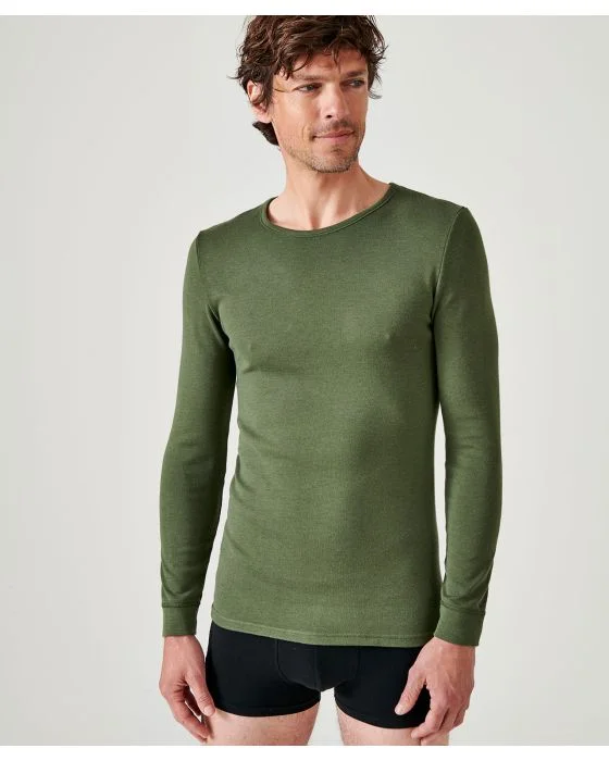 Tee-shirt col rond, maille interlock Thermolactyl