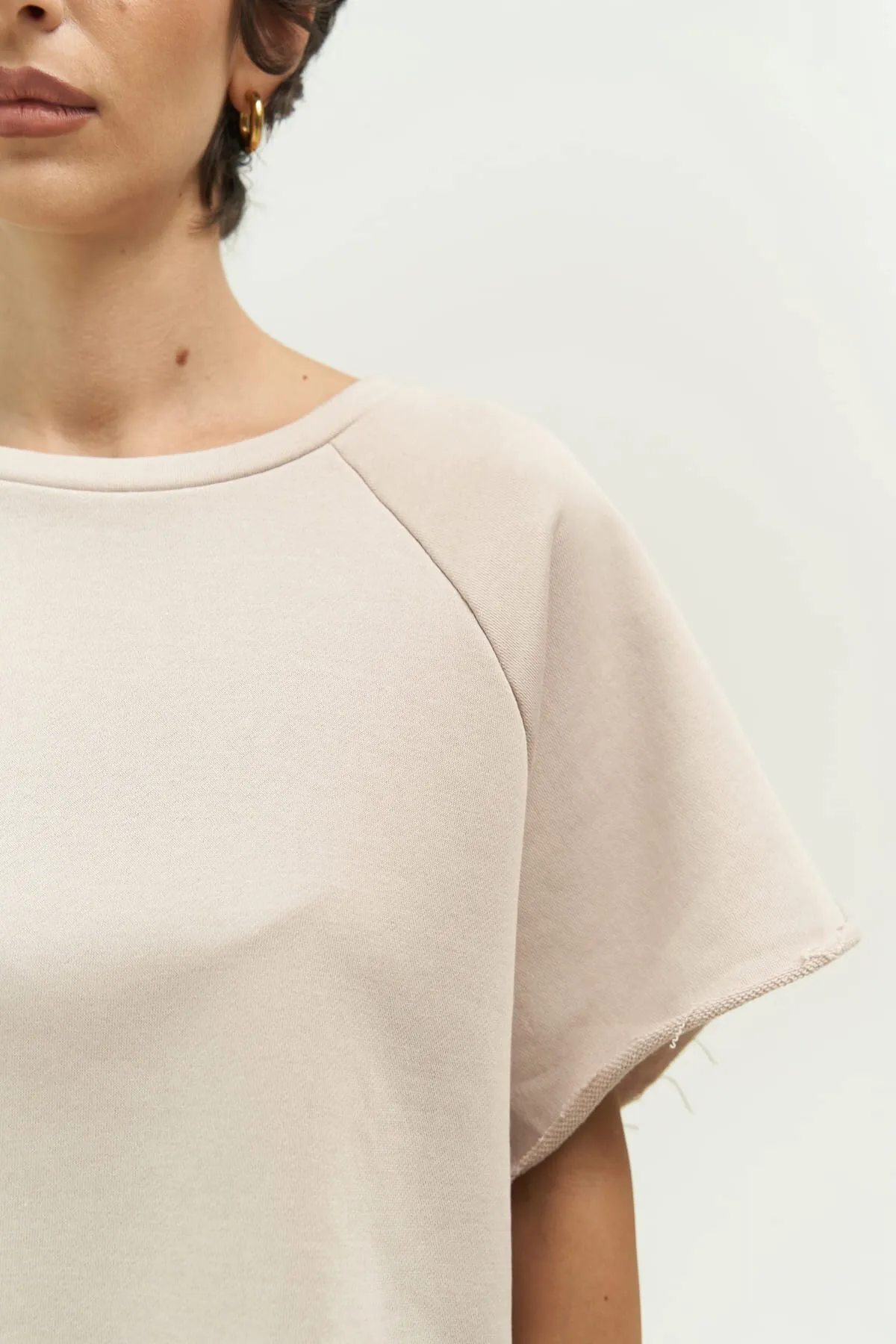 MAİ COLLECTİON  Vero Beige Crop-Trainingsanzug-Set