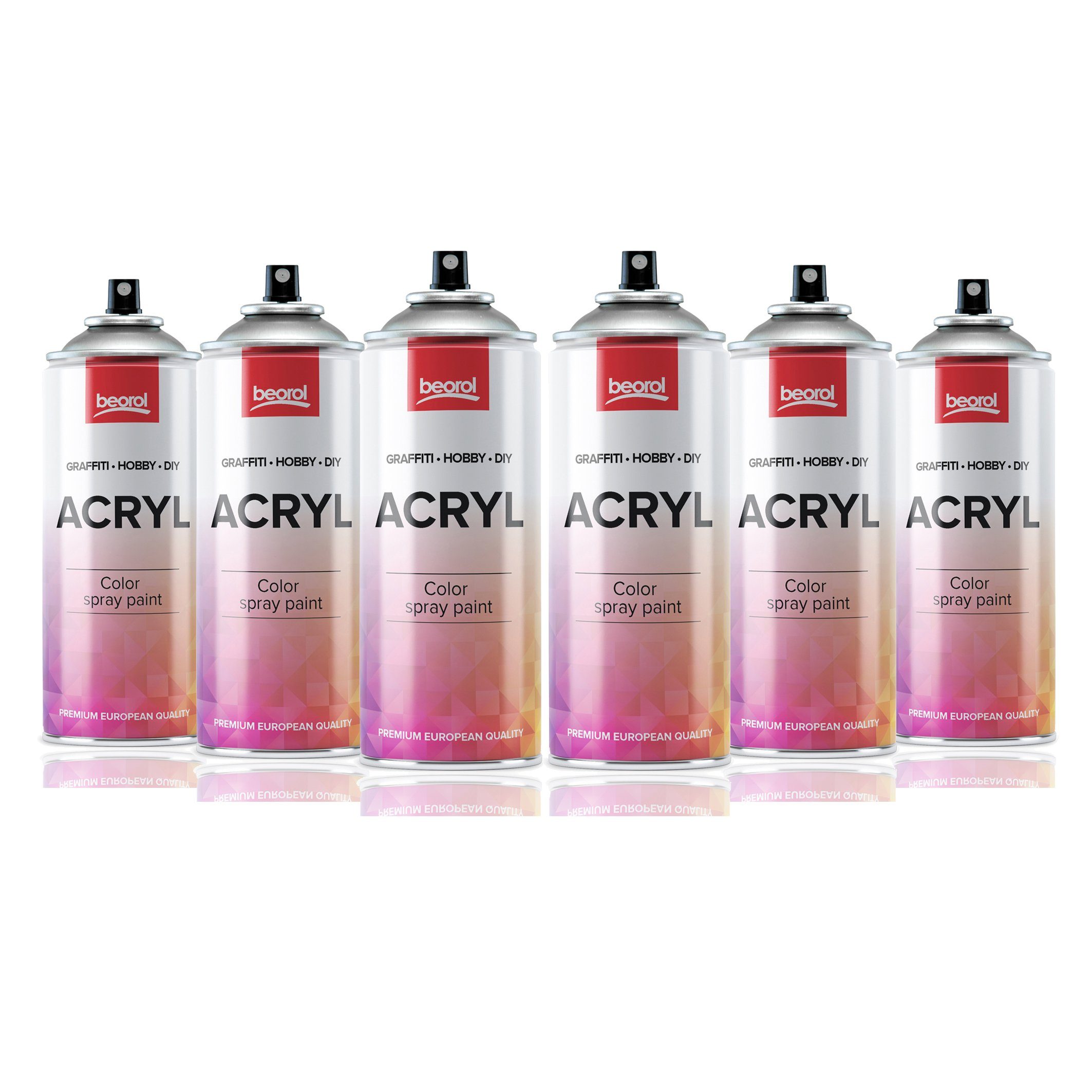 BigDean Sprühlack 6x Sprühfarbe Rot, glänzend - Sprühfarbe Spraydose Acryllack