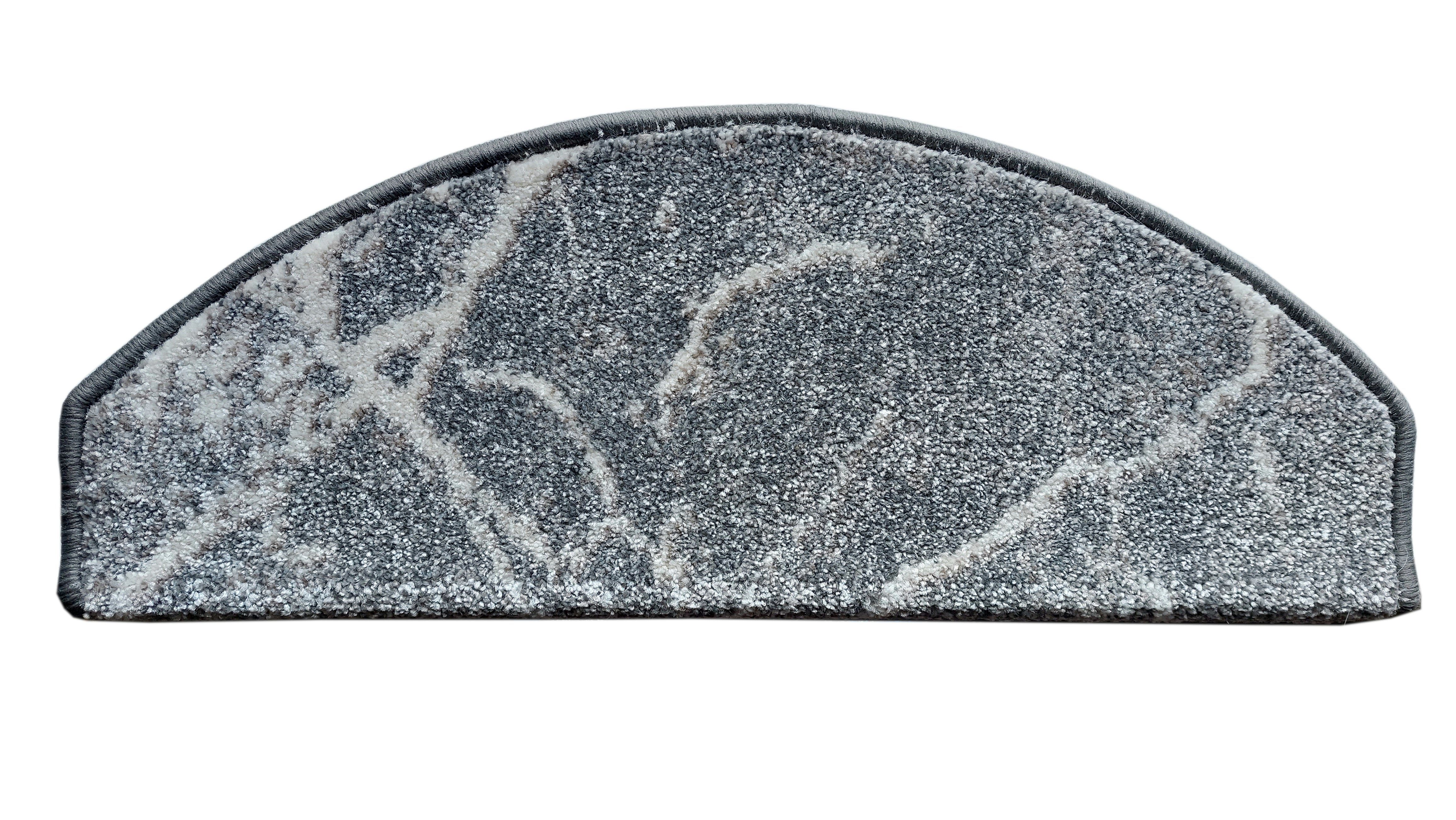 Stufenmatte SOFT, oKu-Tex, Halbrund, Stufenmatten Set 15 Stück, weicher Kurzflor, Marmoroptik, durchgemustert