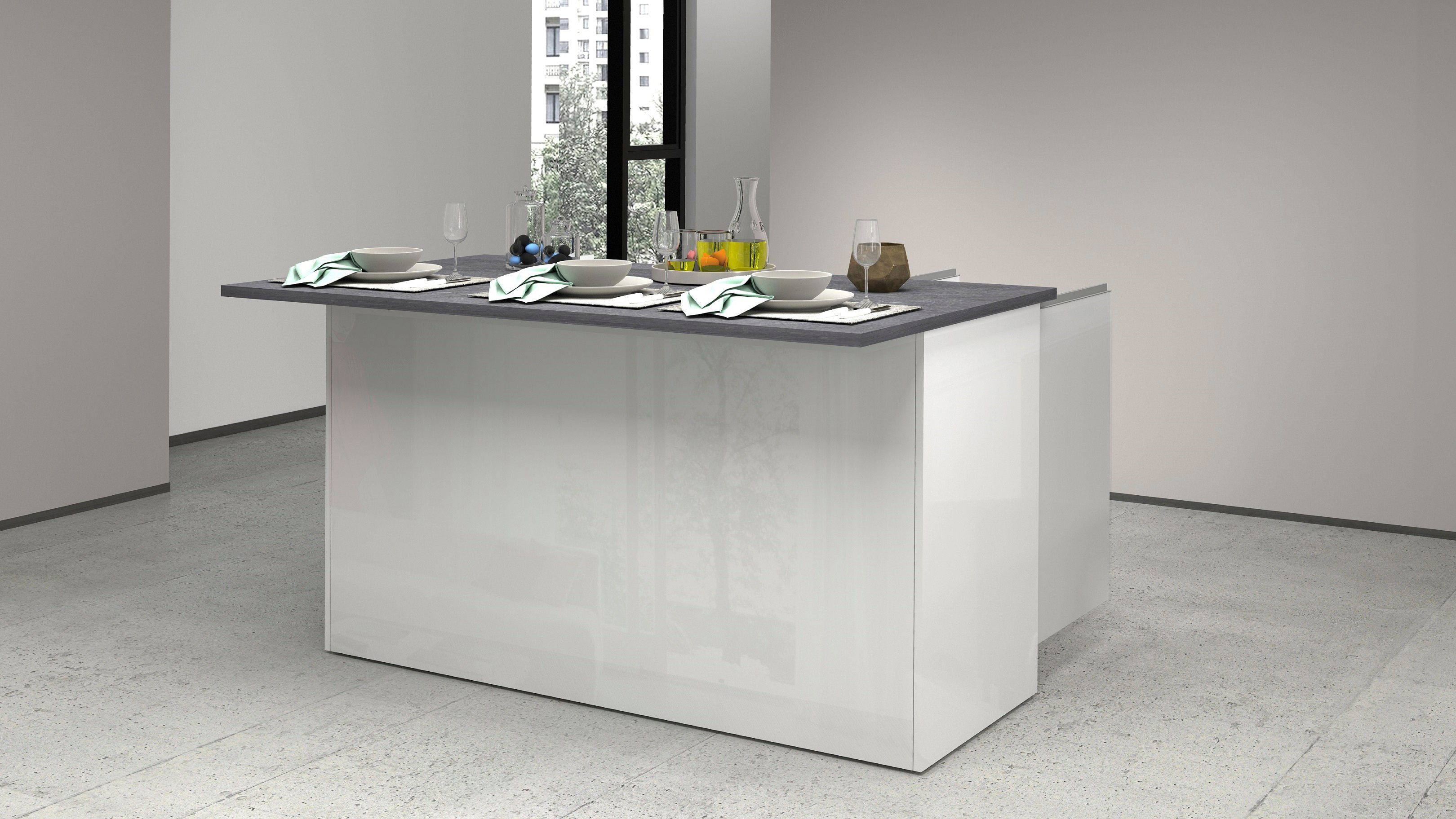 Tecnos Küche Sole, Kücheninsel, Breite 155 cm, 3 Türen