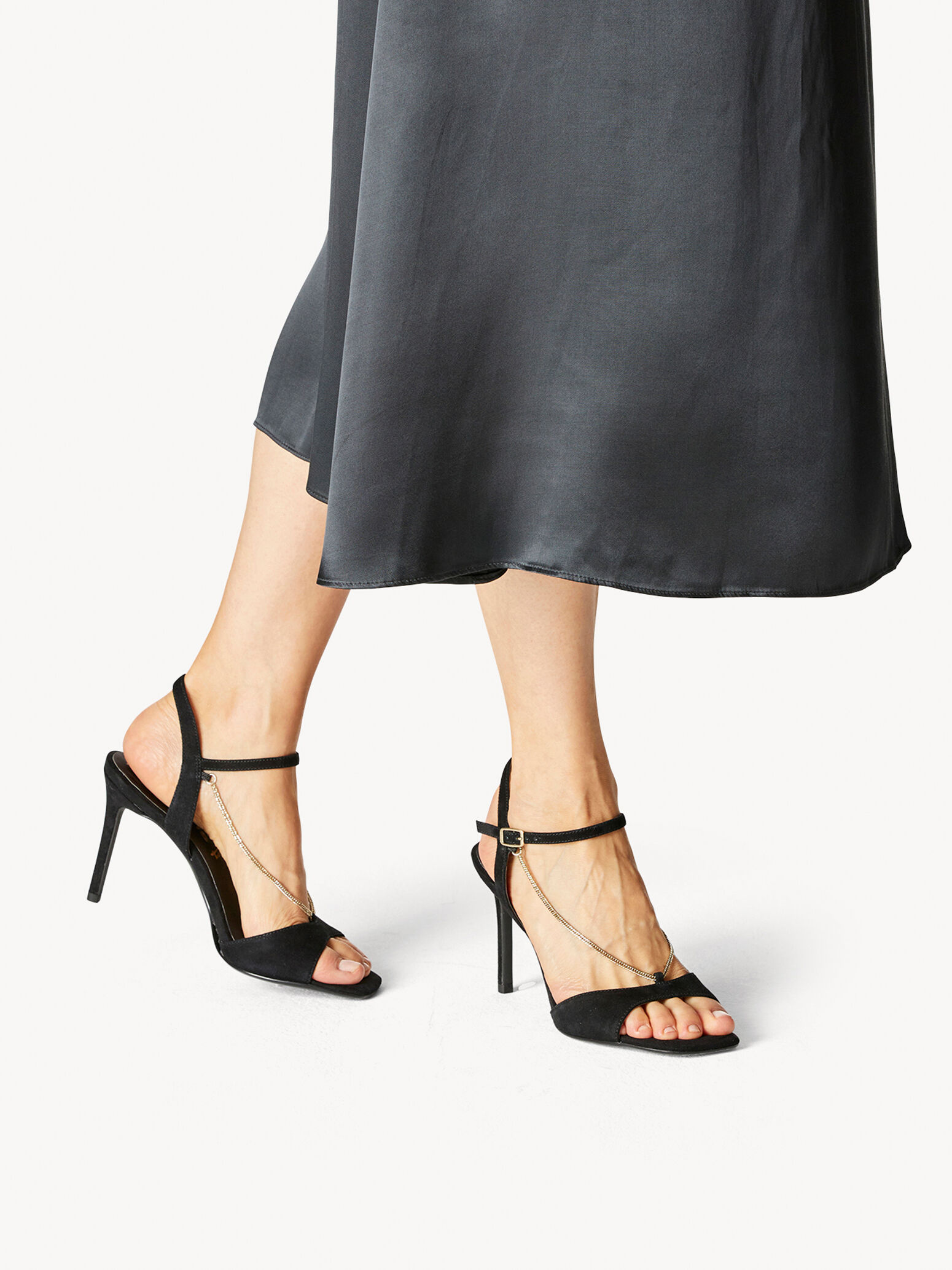 Sandale à talon en cuir - noir