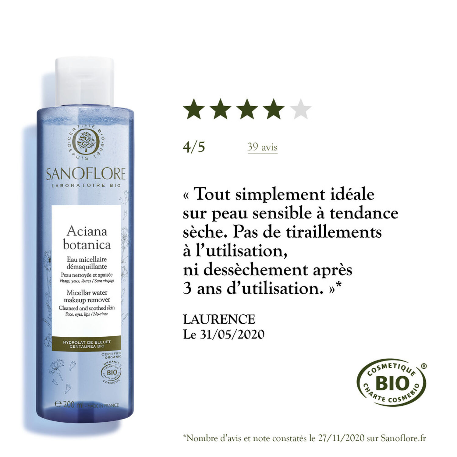 Sanoflore Aciana Botanica Eau Micellaire Démaquillante