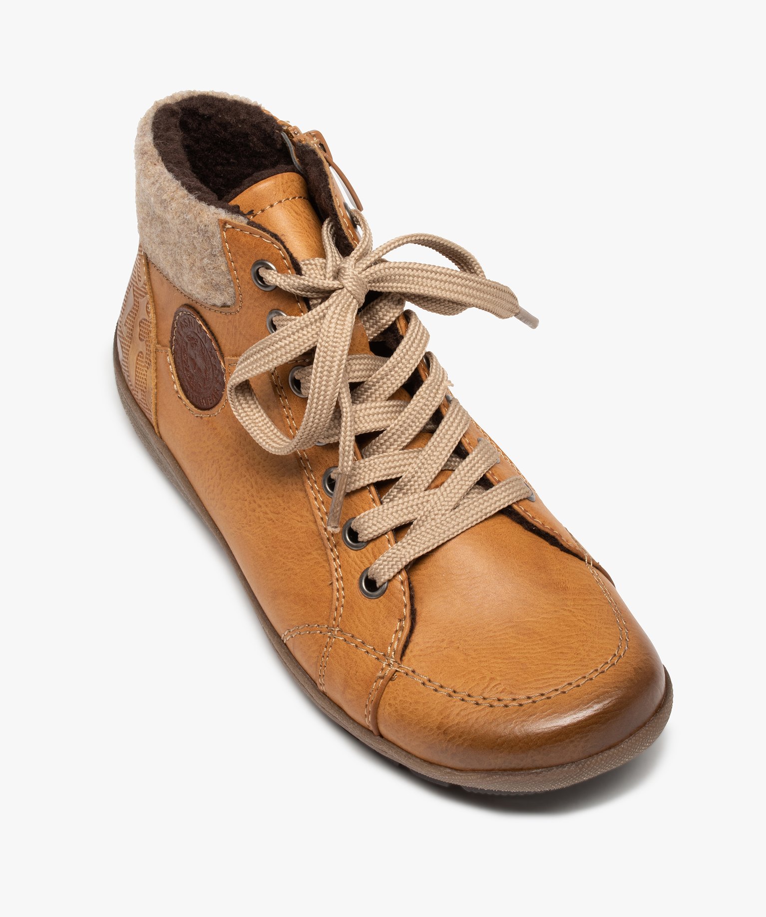 Boots femme confort avec col en maille – Softrelax camel | GEMO