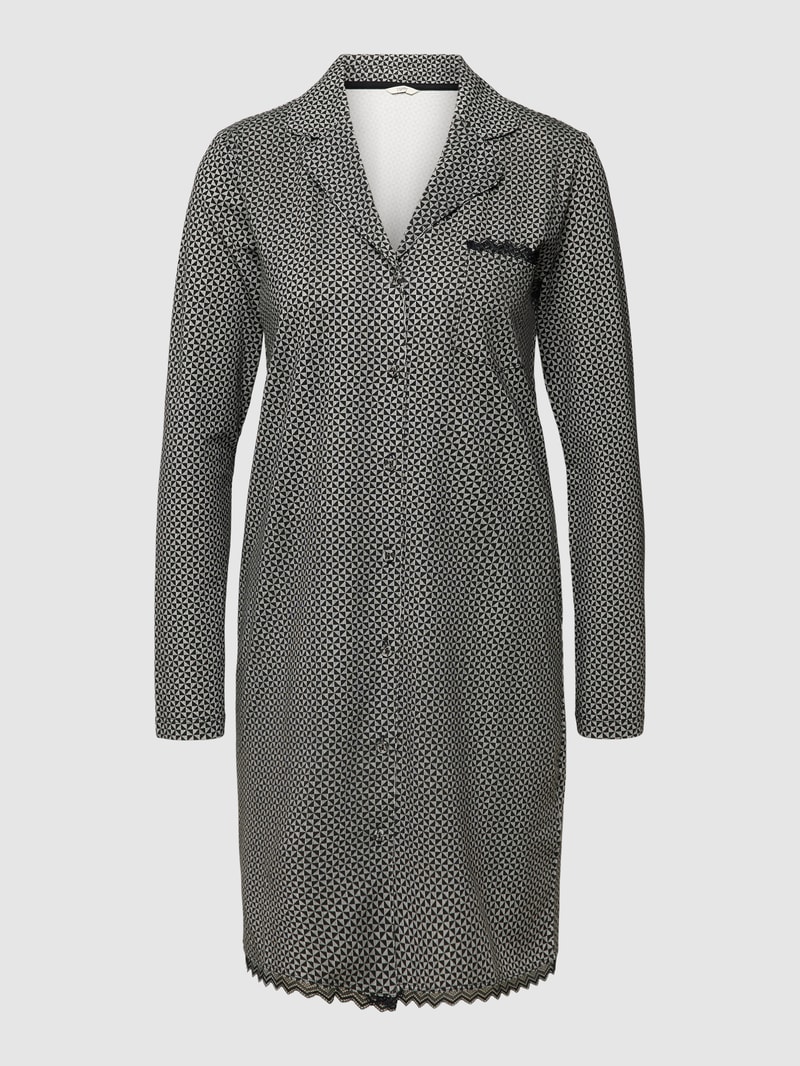 Pyjama-Oberteil mit Allover-Muster in schwarz