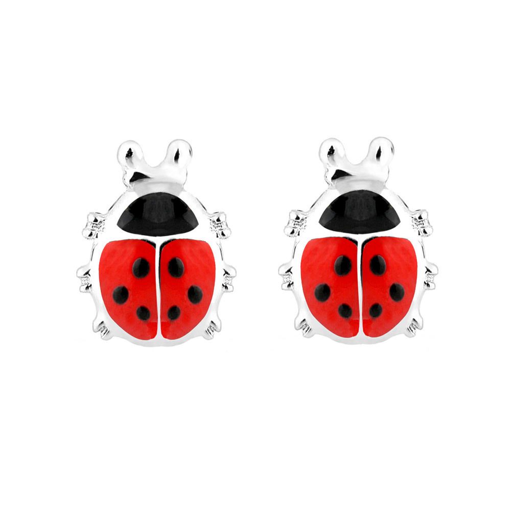 Elli Elli Boucles d'Oreilles Enfants Clous d'oreilles Coccinelle Porte-bonheur avec Ém Boucles d'oreilles