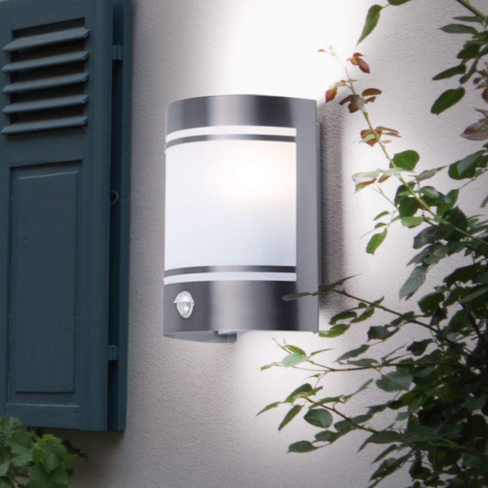 smartwares Außen-Wandleuchte, Leuchtmittel nicht inklusive, Außenleuchte Wand Edelstahl Wandleuchte mit Bewegungsmelder silber