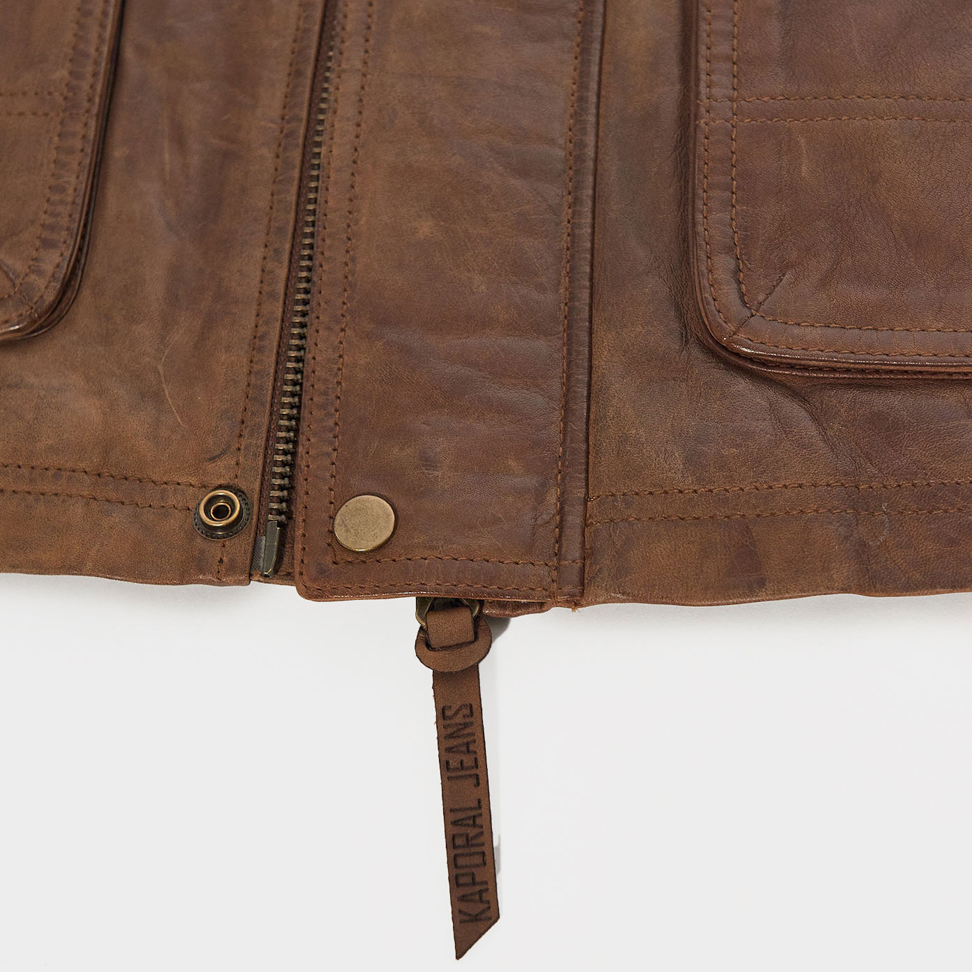 VOBE   Veste en cuir marron Homme