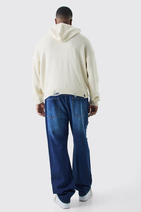 Plus extrem zerrissene Jeans mit geradem Bein