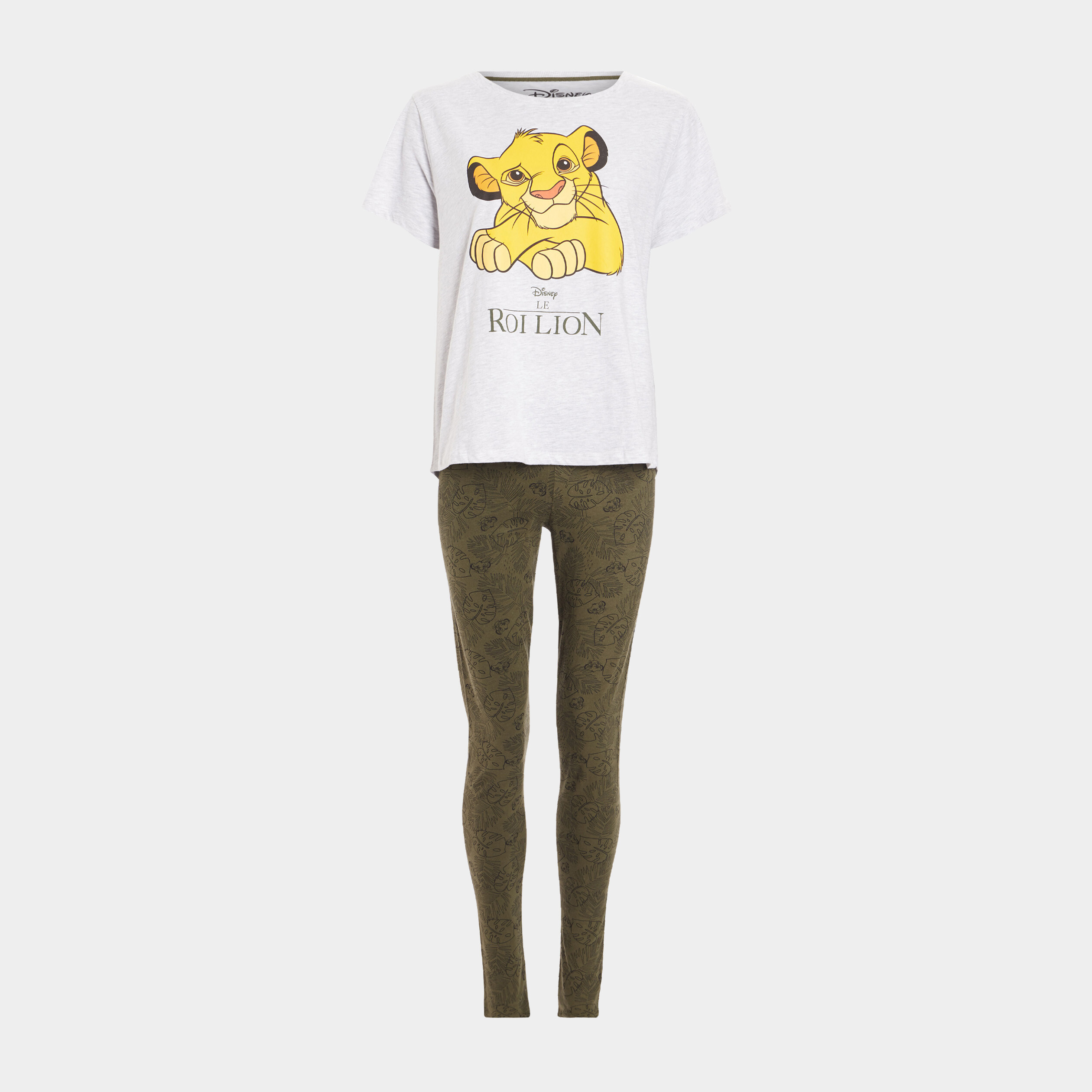 Ensemble pyjama 2 pièces Le Roi lion gris clair femme | La Halle