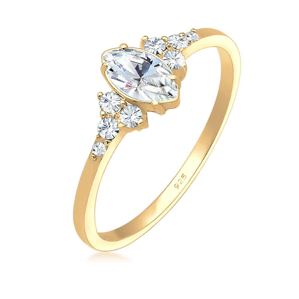 Elli Elli Bague Femmes Valentin Marquise avec Cristaux en Argent Sterling 925 Bague