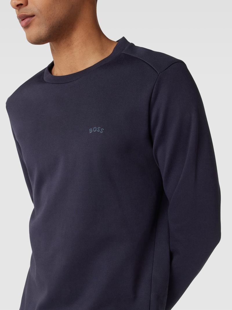 Sweatshirt mit Strukturmuster Modell 'Salbo' in dunkelblau