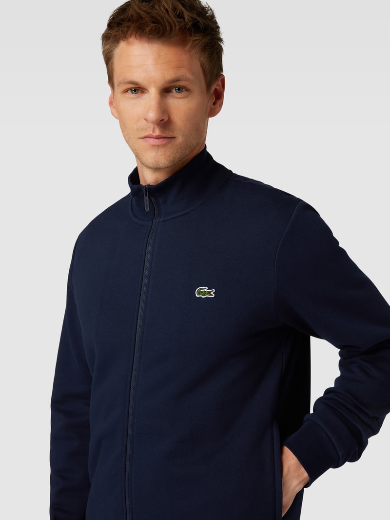 Sweatjacke mit Logo-Stitching in marineblau