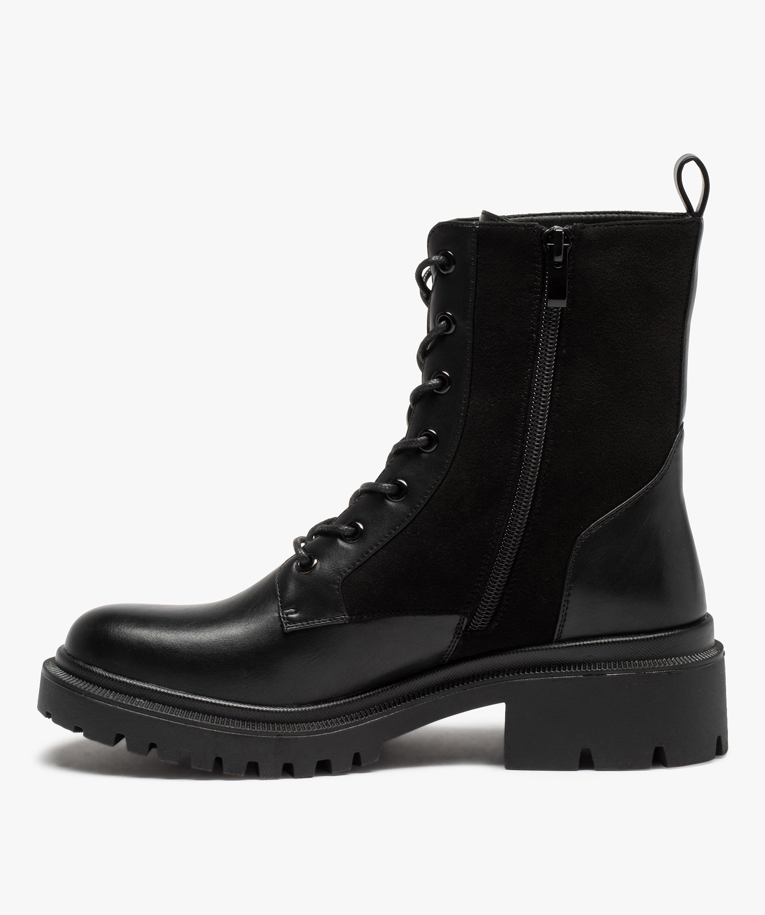 Bottines femme unies à strass et semelle crantée noir | GEMO