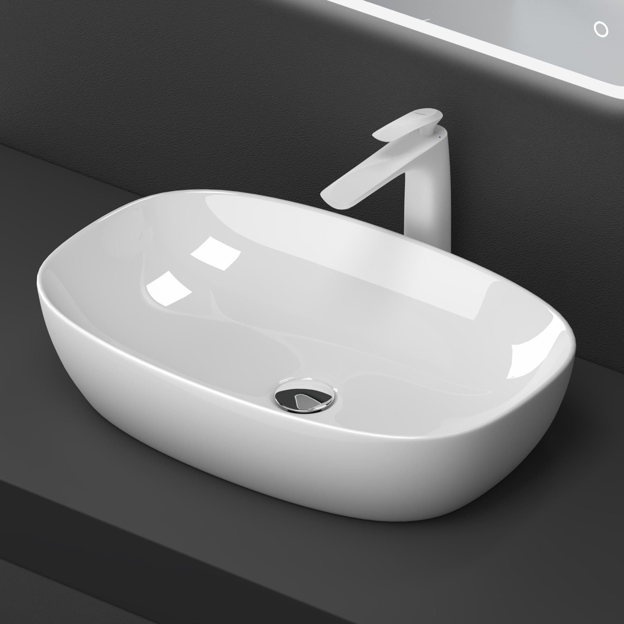 doporro Aufsatzwaschbecken Keramik Waschbecken Waschschale Gäste-WC Handwaschbecken Brüssel104