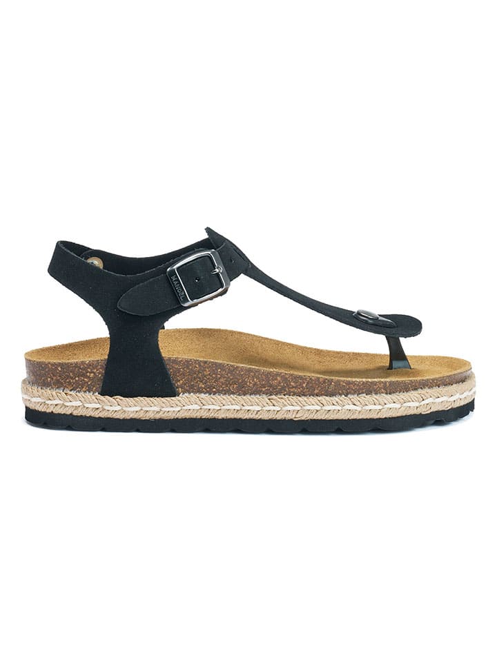 Mandel Leder-Zehensandalen in Schwarz günstig kaufen