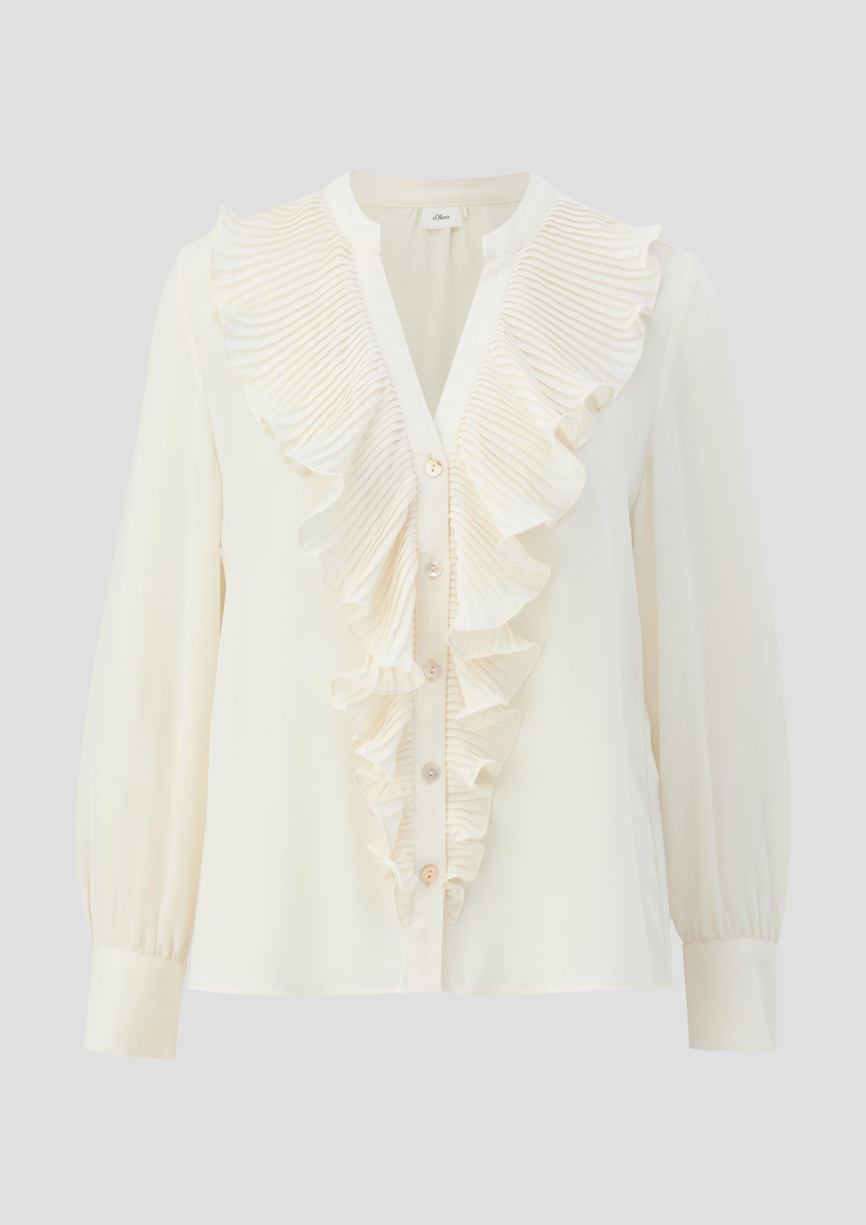 Crêpe-Bluse mit plissierten Volants  2139580-0700