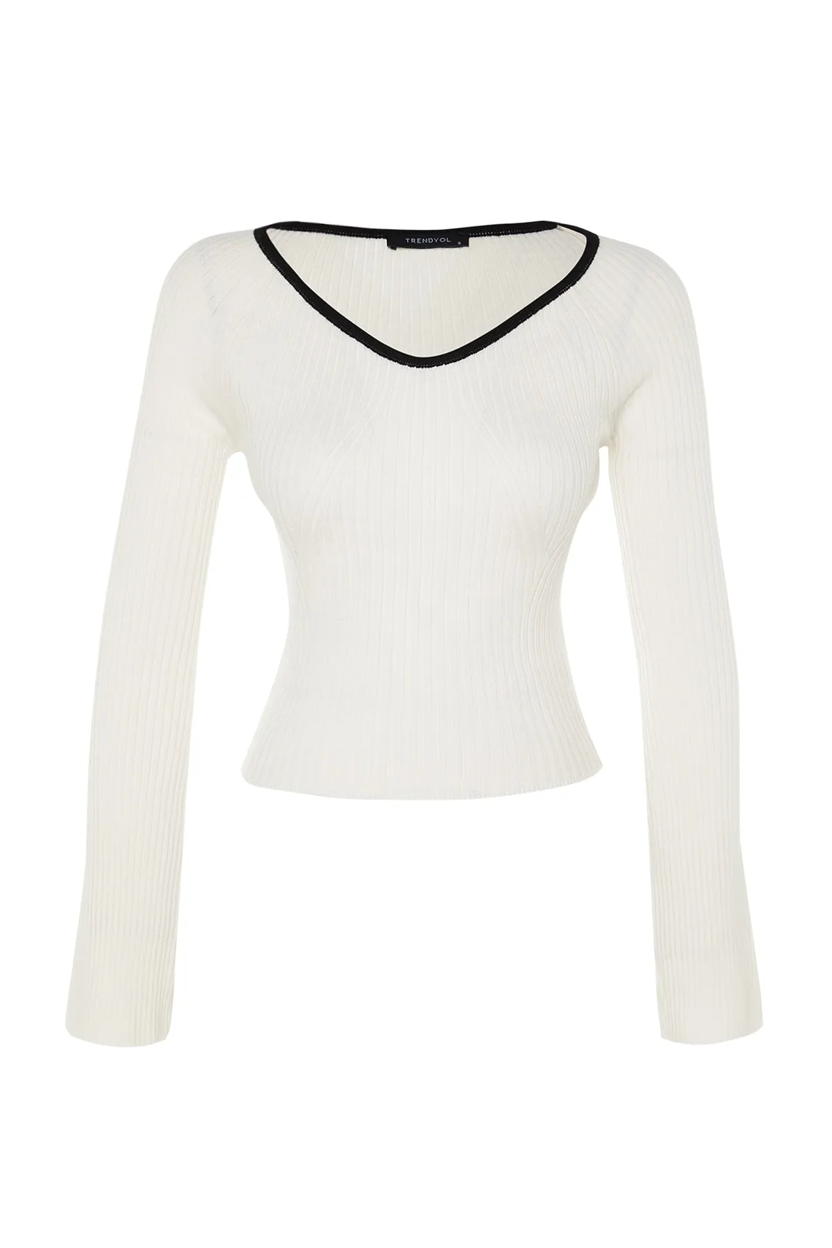 Trendyol Collection  Ecrufarbener Strickpullover mit Kragendetail TWOAW24KZ00305