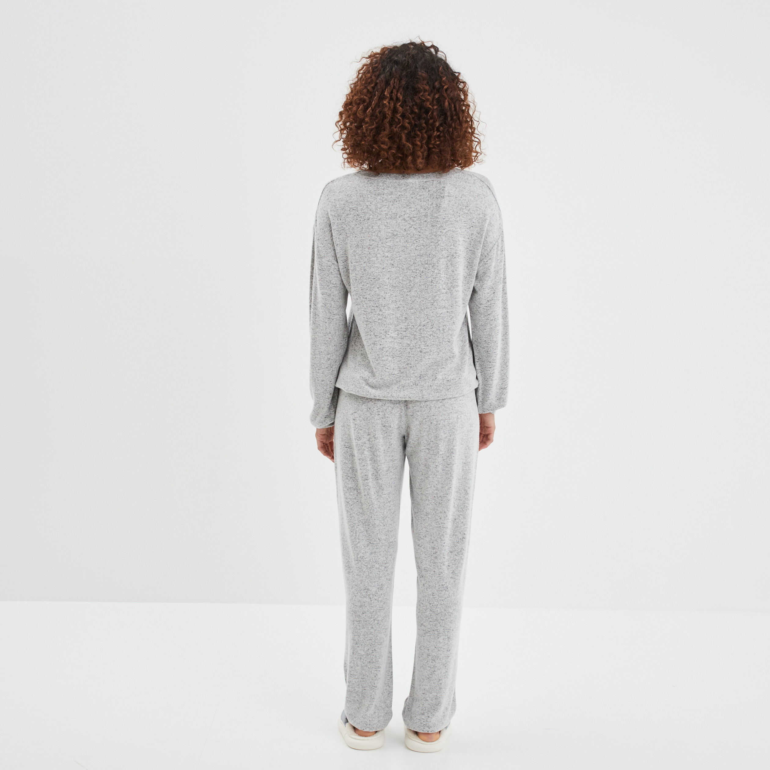Ensemble pyjama pantalon 2 pièces gris clair femme | La Halle