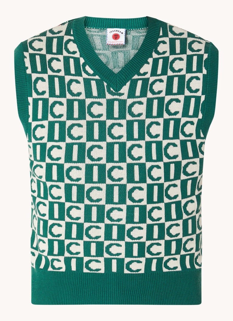 ICE CREAM Fine-knit sweater vest in wool blend with knitted-in logo
