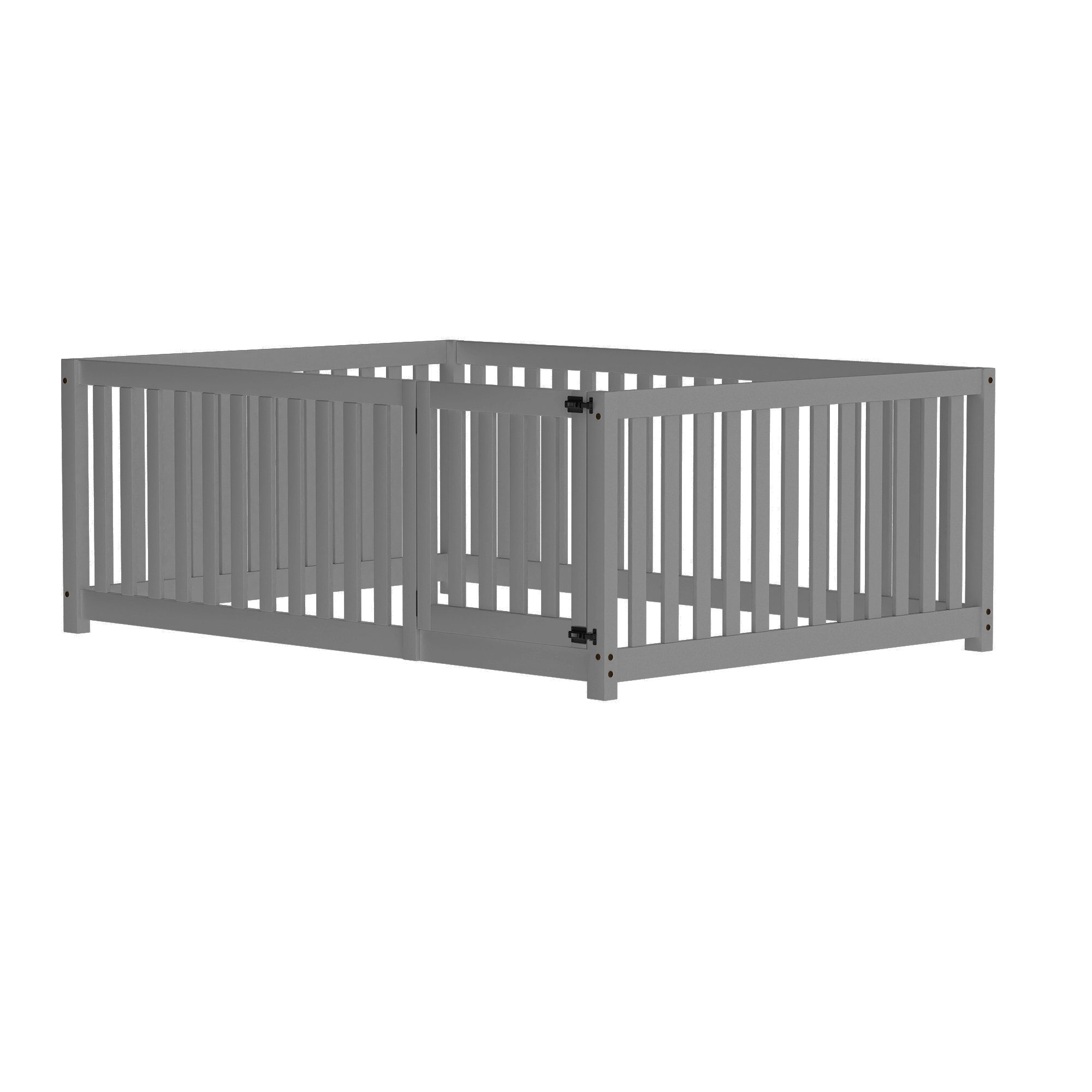 WISHDOR Kinderbett Jugendbett Massivholzbett Einzelbett (140X200cm ohne Matratze), mit Zaun und Tür, Robuster, langlebiger und sicherer Bettrahmen