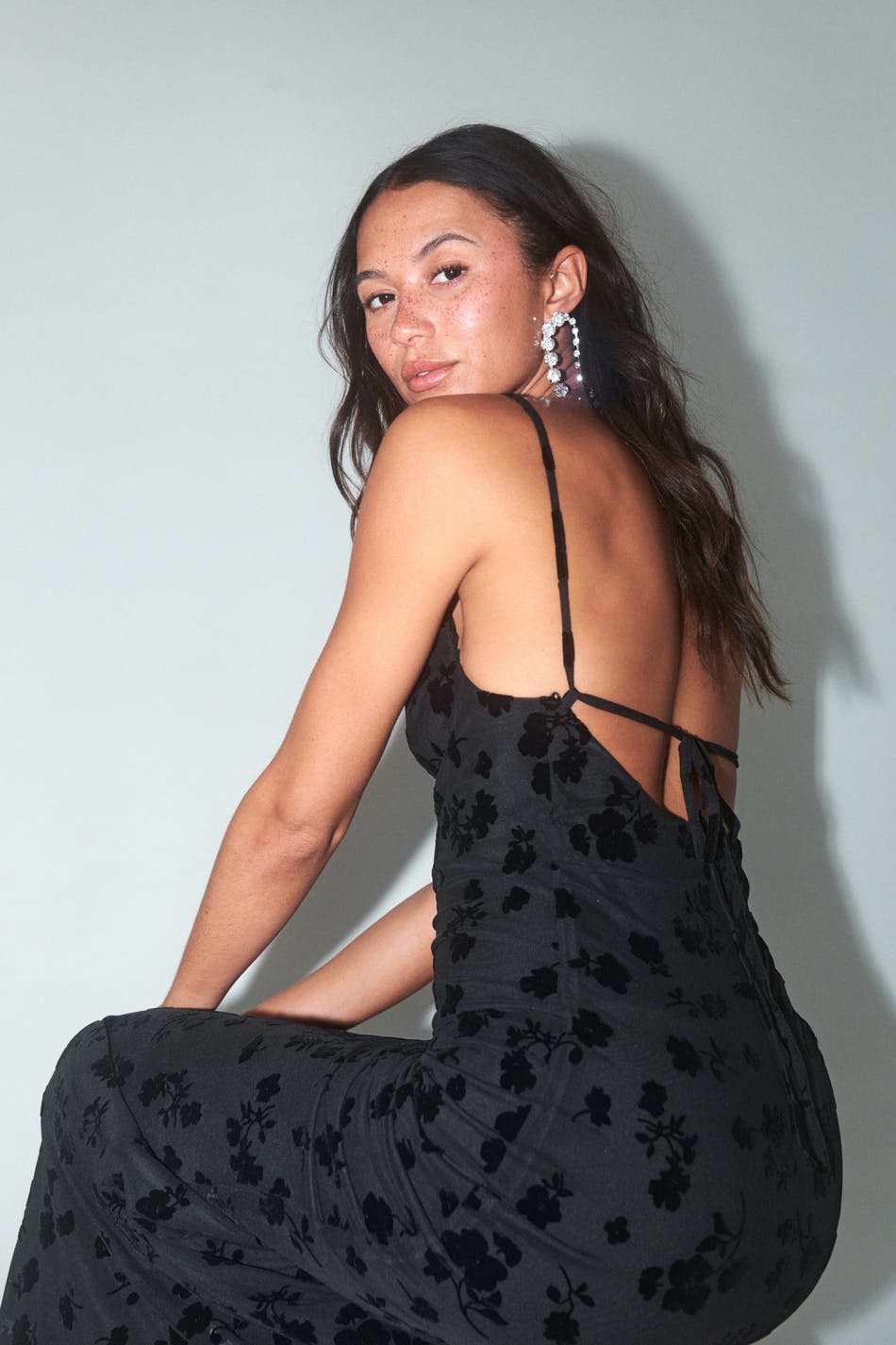Burnout cowl neck dress