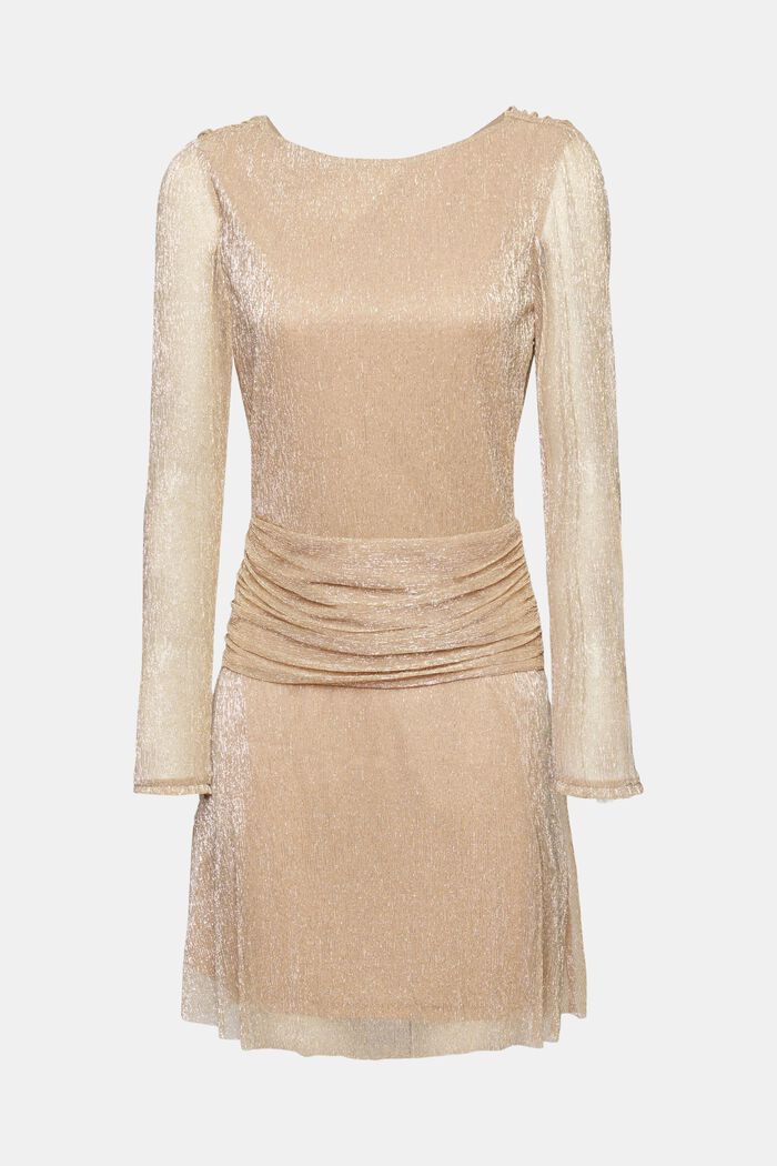 Glitzerndes Meshkleid mit drapierter Taille