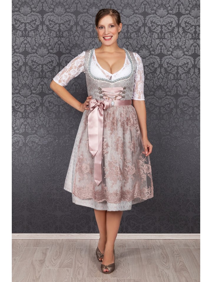 Edelnice Midi Dirndl 2-teilig Aurelie in silber, rosé günstig kaufen