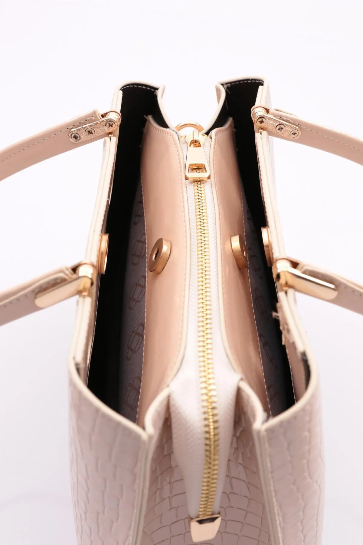 DGN  10015 Beige Krokodil Damen Säulentasche