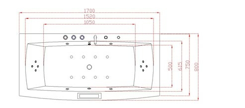 PureHaven Whirlpool 170x80 cm Heizung Reinigungsprogramm & Lichttherapie Bluetooth-fähiges Soundsystem