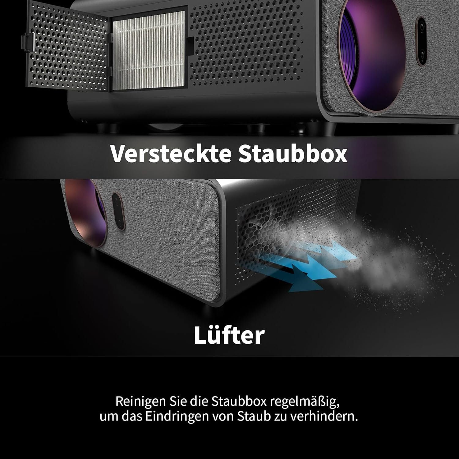 WEWATCH 4K, WEWATCH S3 Full HD mit 5G WiFi Bluetooth, Heimkino, Portabler Projektor (20000 lm, 19000:1, 3840 x 2160 px, Elektronischer Fokus/6D Trapezkorrektur, LED kompatibel mit TV Stick)