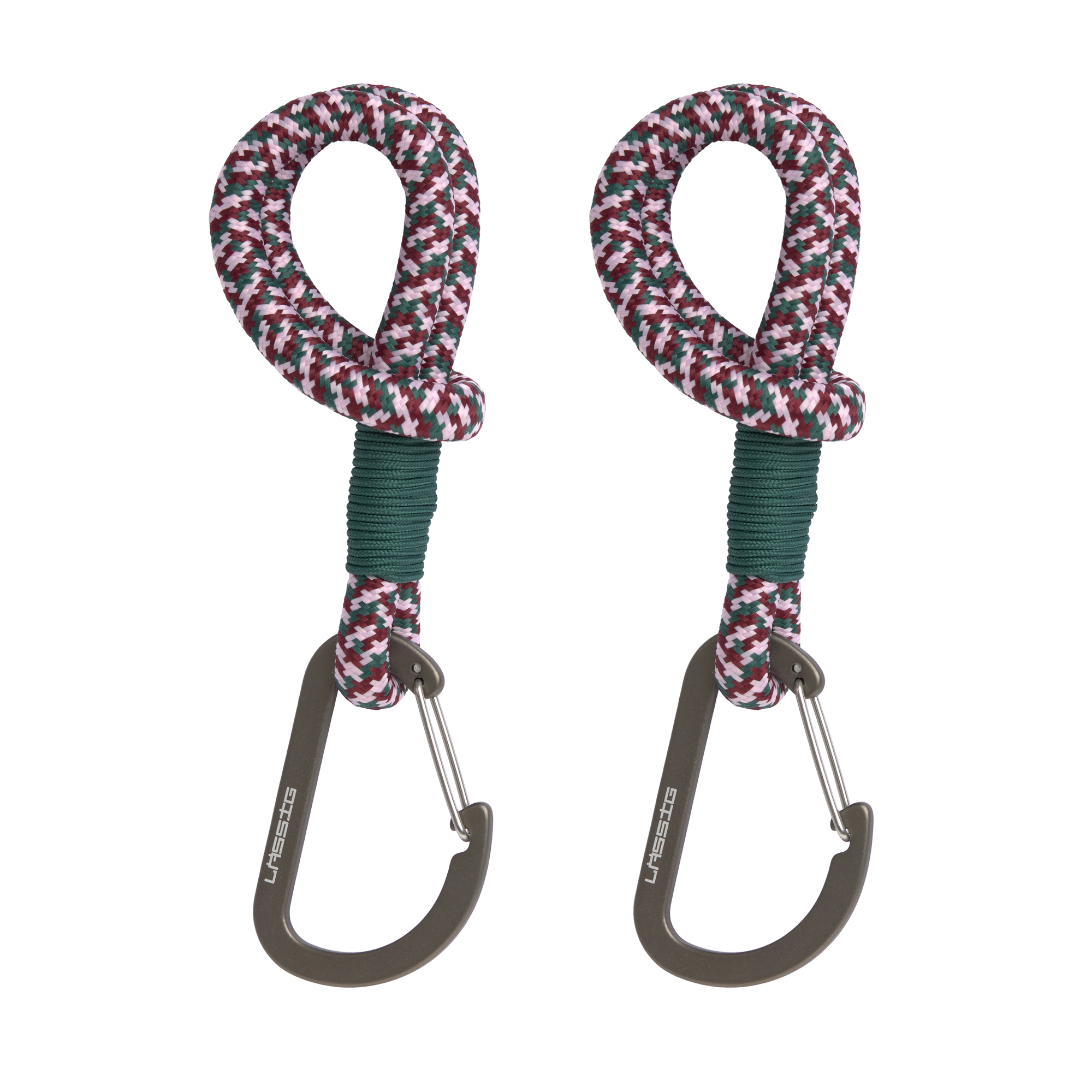 Kinderwagenhaken 2er Set - Karabiner, Grün Lila