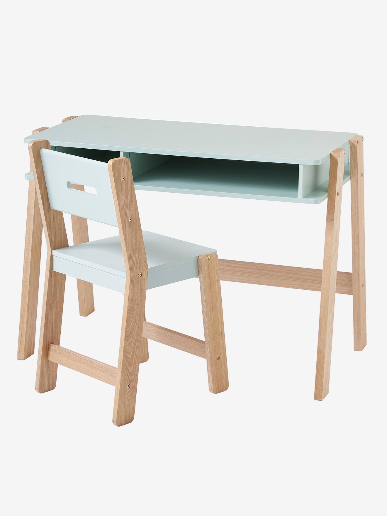 Vertbaudet Kinderstuhl ARCHITEKT JUNIOR, Sitzhöhe 45 cm - aquamarin/natur