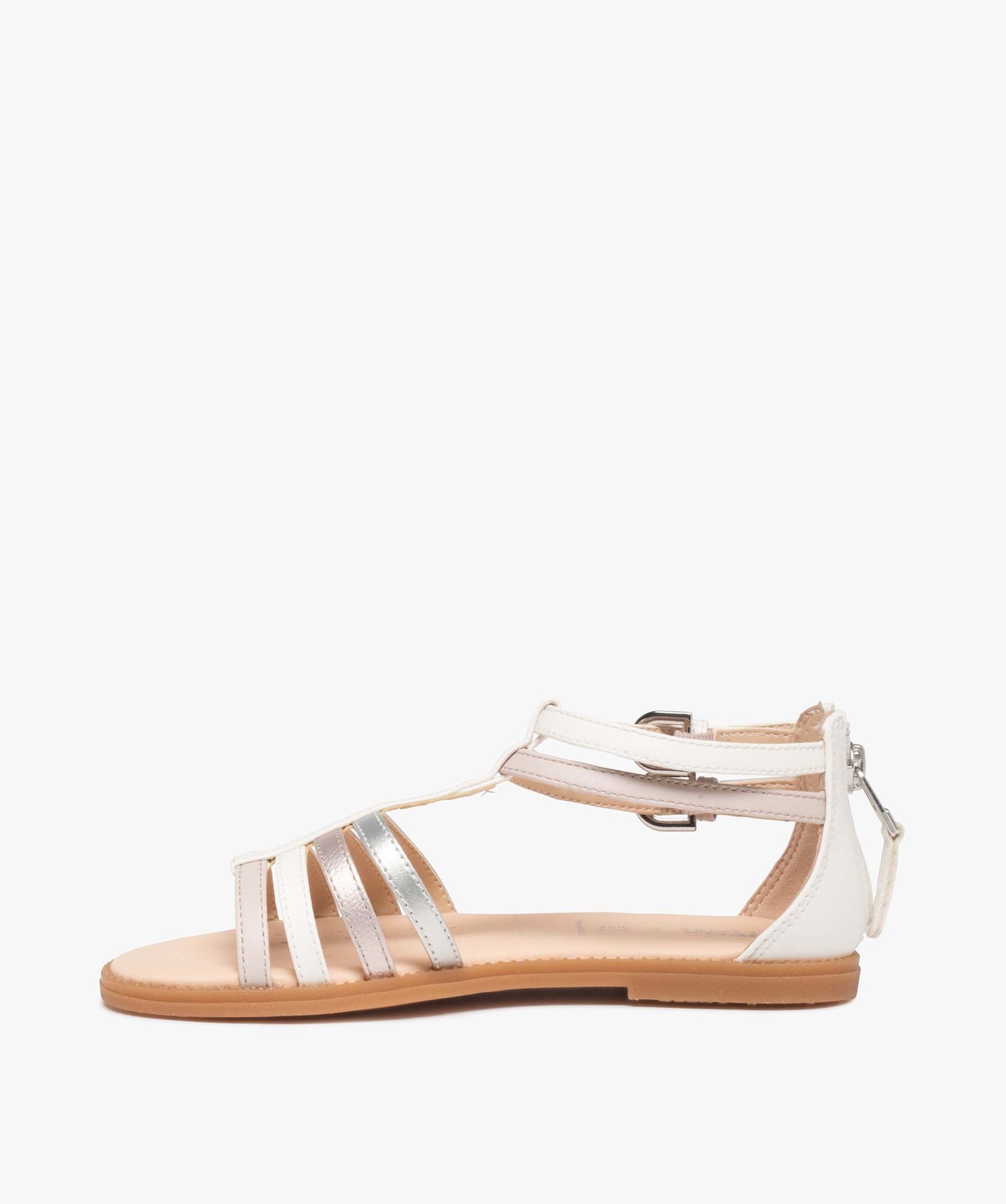 Sandales fille zippées à brides métallisées – Geox blanc | GEMO