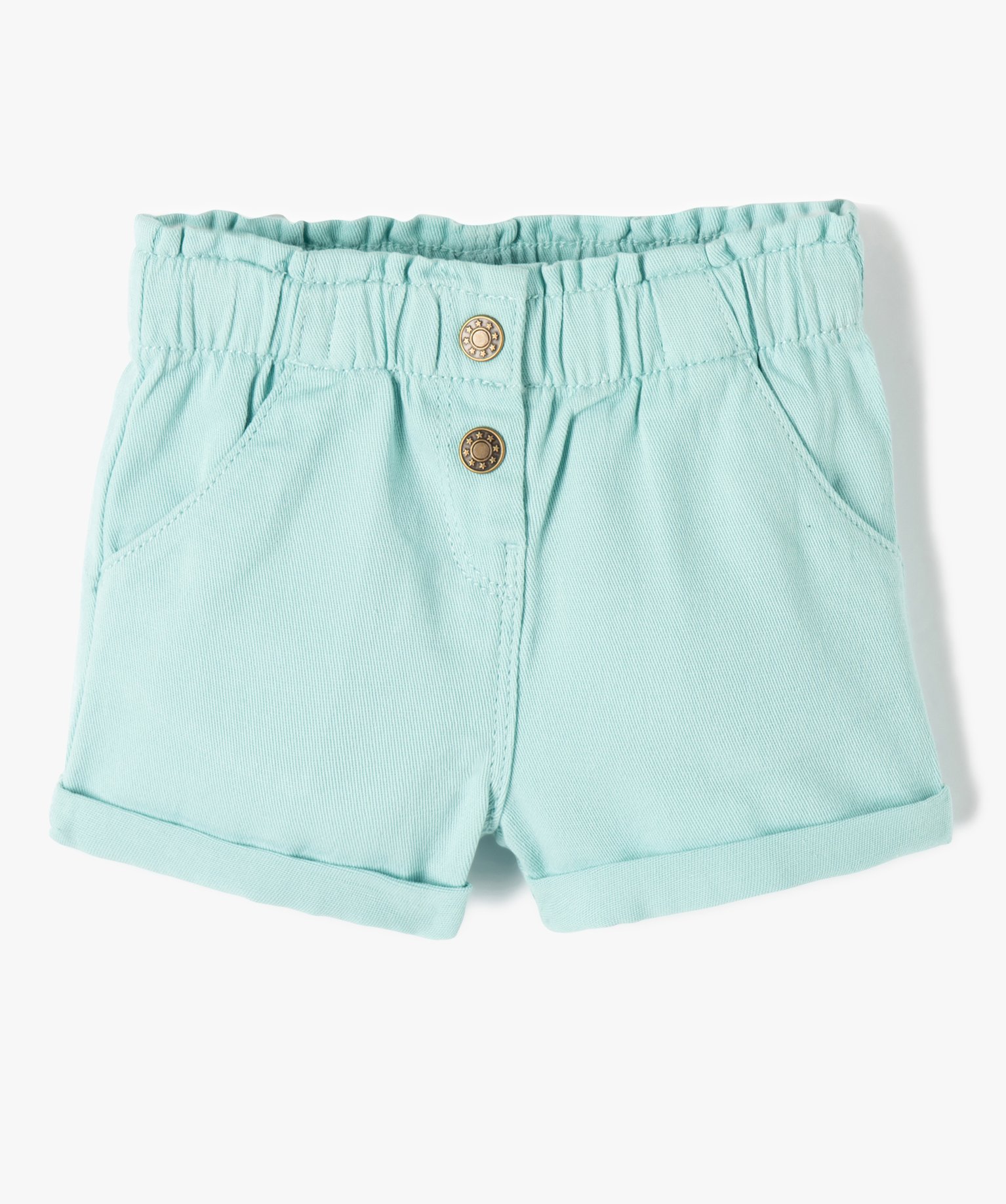 Short bébé fille uni avec ceinture élastiquée vert | GEMO