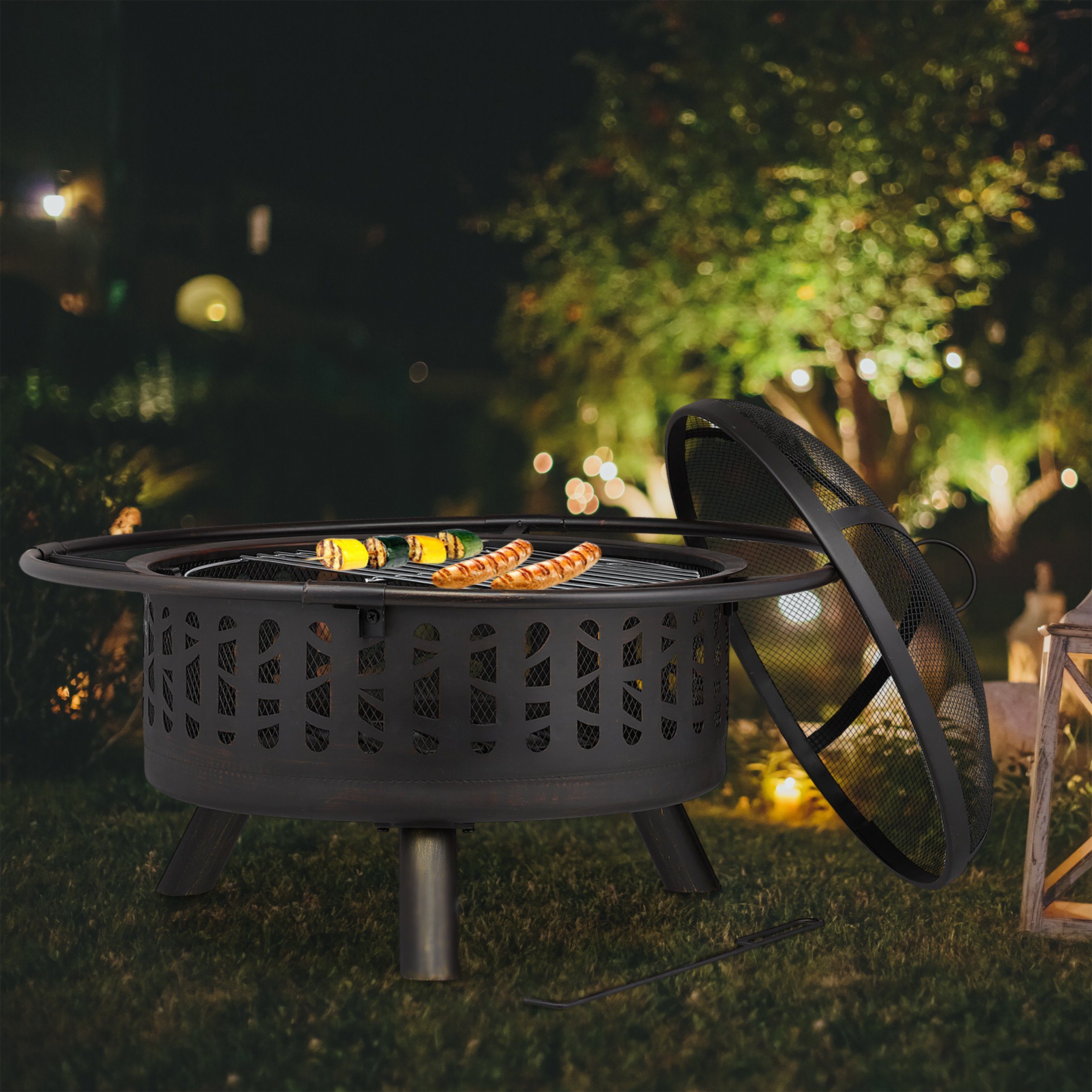 relaxdays Feuerschale Feuerschale mit Grillrost