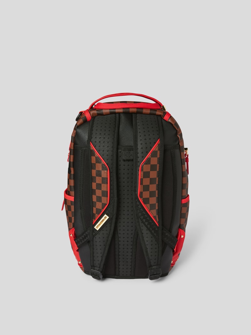 Rucksack mit Allover-Muster Modell 'RED SHARKS IN PARIS' in mittelbraun