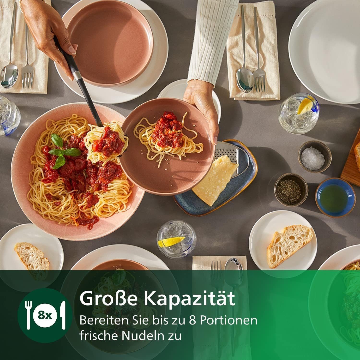 Philips Nudelmaschine Serie 7000,Weiß,Nudelmaschine,Elektrisch,Nudel Maschine,Pastamaker, 200,00 W, Pasta Maschine,Nudel herstellen,mit Formscheiben,Nudelmaschinen