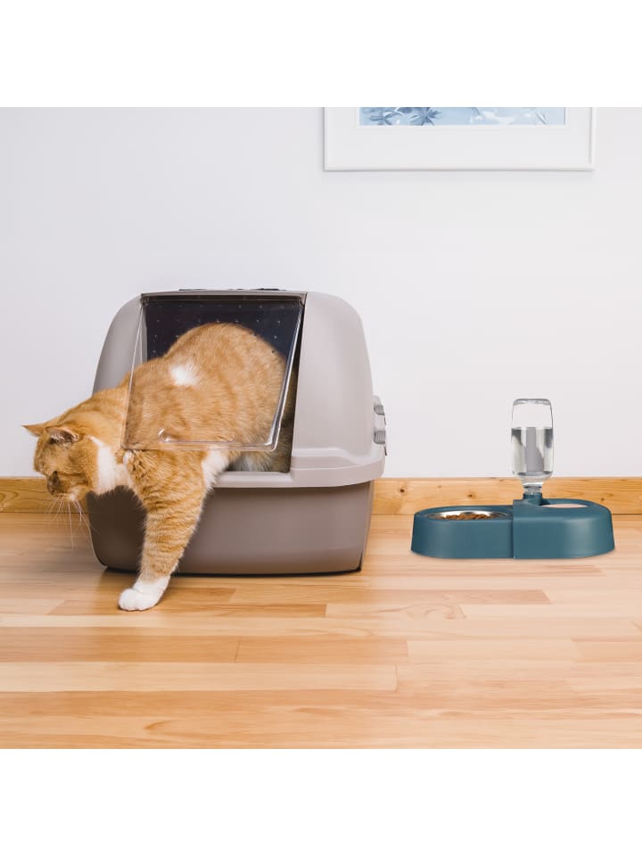 relaxdays Futternapf mit Wasserspender in Blau günstig kaufen onesize